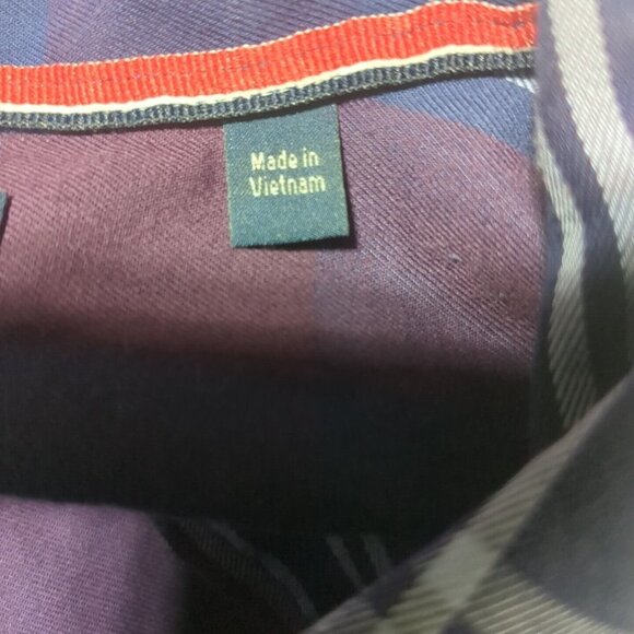 Tommy Hilfiger Men's 17.5 36/37 Long Sleeve Button Up Purple/Blue Dress Shirt - Picture 9 of 9